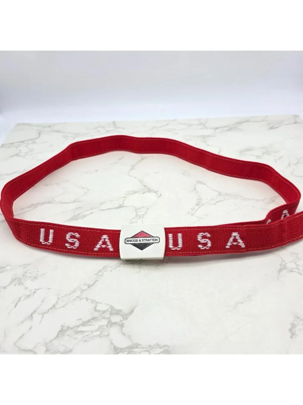 Vintage Briggs & Stratton Belt and Buckle USA Promo Service Parts Mechanic Red